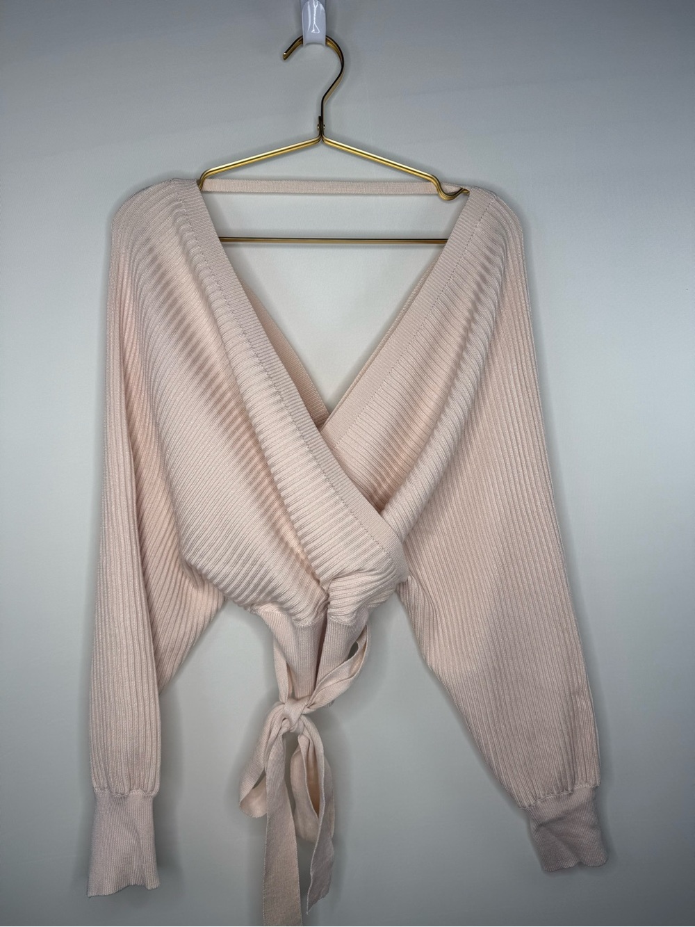 Love Tree Ribbed Wrap Top in Light Blush L NWOT - Picture 5 of 8